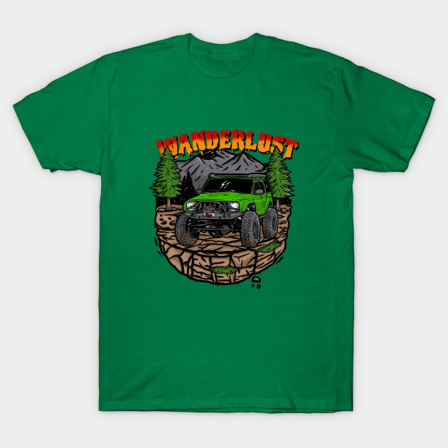 Wanderlust Jeep Holiday - Green T-Shirt by 4x4 Sketch